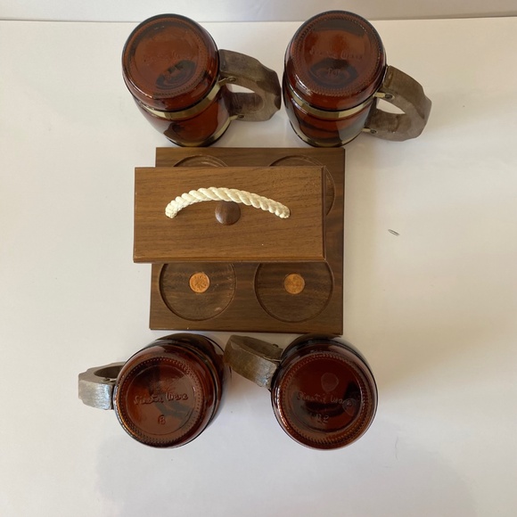 Siesta Ware Barrel Mugs with Caddy Set of 4 MCM Vintage - Picture 5 of 10